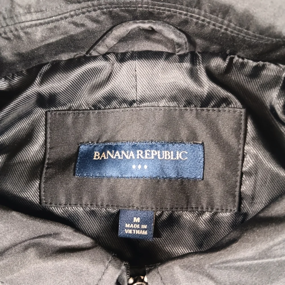 Banana Republic Jacket Mens Medium Black Harrington Bomber Performance Golf